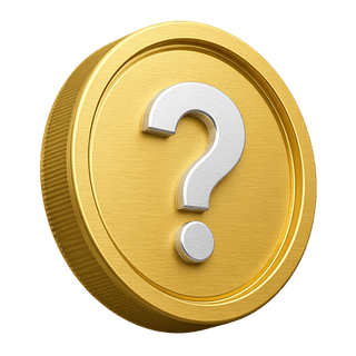 Decorative 3D gold coin showing a question mark on the FAQ page